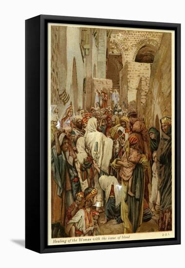 Healing of the woman with the issue of blood - Bible-James Jacques Joseph Tissot-Framed Premier Image Canvas