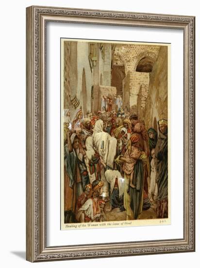 Healing of the woman with the issue of blood - Bible-James Jacques Joseph Tissot-Framed Giclee Print