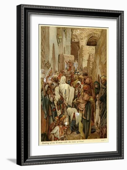 Healing of the woman with the issue of blood - Bible-James Jacques Joseph Tissot-Framed Giclee Print