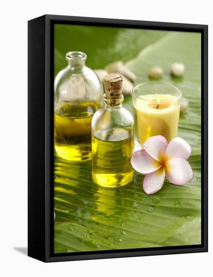 Health Spa with Massage Oil, Frangipani,Candle-crystalfoto-Framed Premier Image Canvas