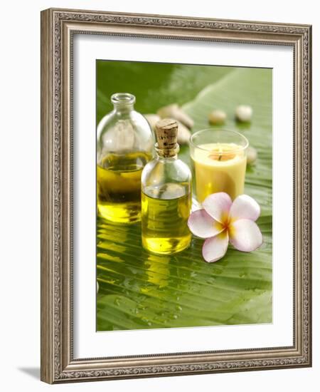 Health Spa with Massage Oil, Frangipani,Candle-crystalfoto-Framed Photographic Print