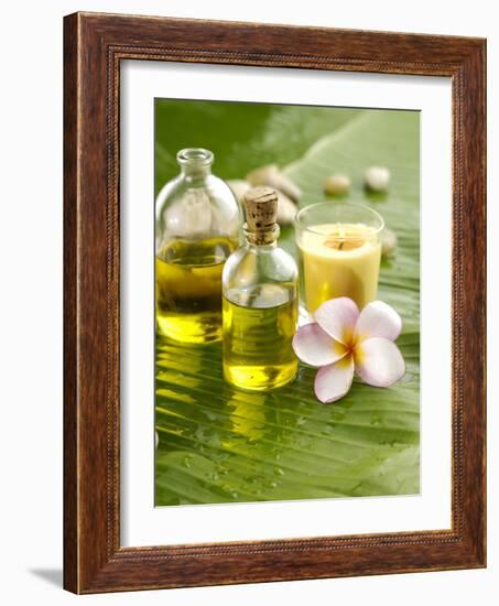 Health Spa with Massage Oil, Frangipani,Candle-crystalfoto-Framed Photographic Print