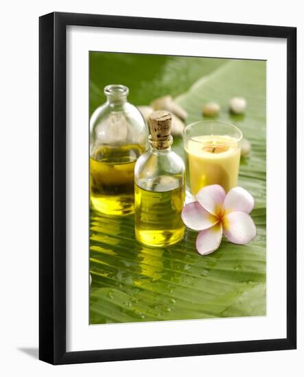 Health Spa with Massage Oil, Frangipani,Candle-crystalfoto-Framed Photographic Print