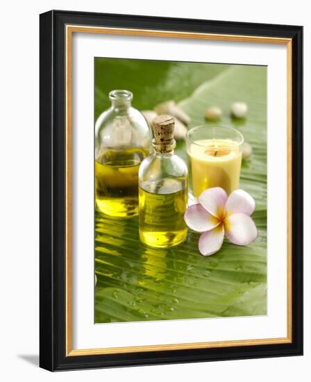 Health Spa with Massage Oil, Frangipani,Candle-crystalfoto-Framed Photographic Print