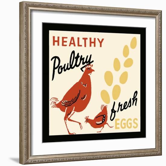 Healthy Poultry-Fresh Eggs-Retro Series-Framed Art Print