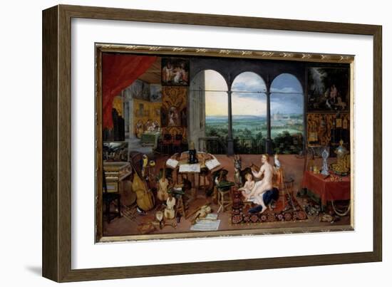 Hearing. Allegory of the Five Senses, 17Th Century (Oil on Canvas)-Jan the Elder Brueghel-Framed Giclee Print