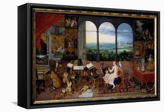 Hearing. Allegory of the Five Senses, 17Th Century (Oil on Canvas)-Jan the Elder Brueghel-Framed Premier Image Canvas