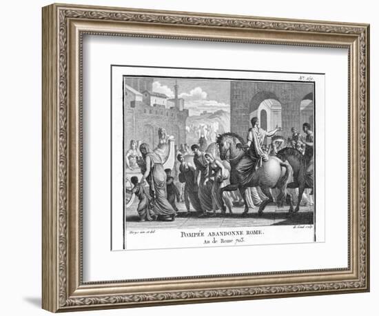 Hearing That Julius Caesar Has Crossed the Rubicon Pompeius Flees Rome-Augustyn Mirys-Framed Photographic Print