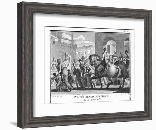 Hearing That Julius Caesar Has Crossed the Rubicon Pompeius Flees Rome-Augustyn Mirys-Framed Photographic Print