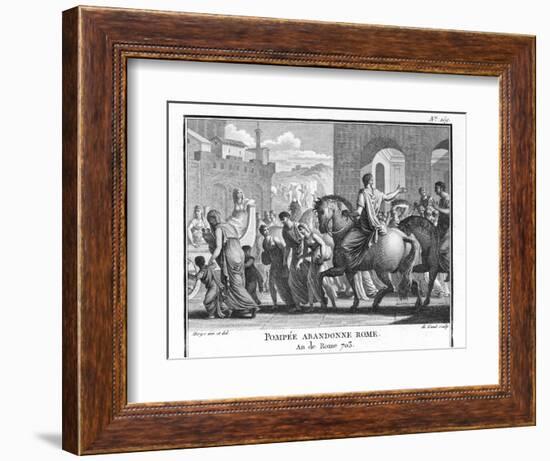 Hearing That Julius Caesar Has Crossed the Rubicon Pompeius Flees Rome-Augustyn Mirys-Framed Photographic Print