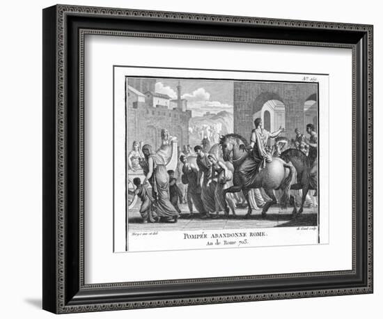 Hearing That Julius Caesar Has Crossed the Rubicon Pompeius Flees Rome-Augustyn Mirys-Framed Photographic Print