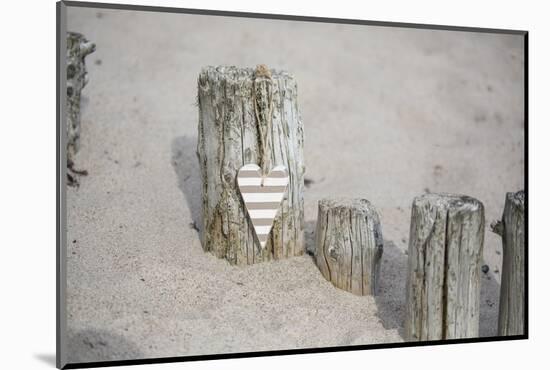 Heart Charms, Wooden Pole, Beach, Icon, Love-Andrea Haase-Mounted Photographic Print
