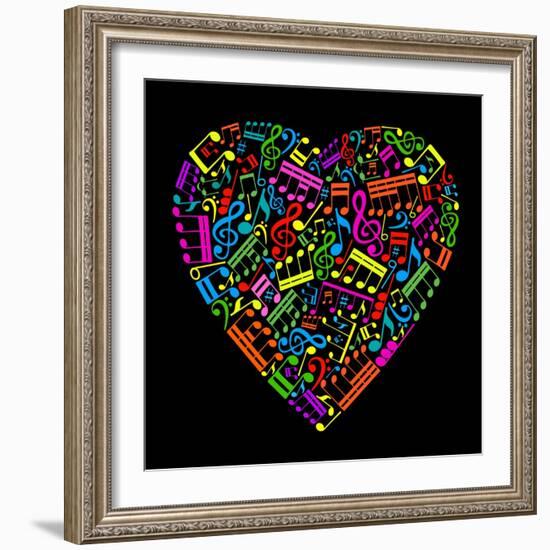 Heart Collected from Musical Notes-VLADGRIN-Framed Art Print