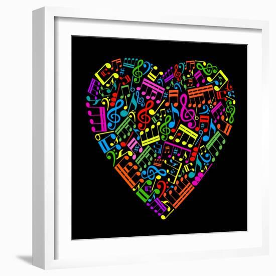 Heart Collected from Musical Notes-VLADGRIN-Framed Art Print