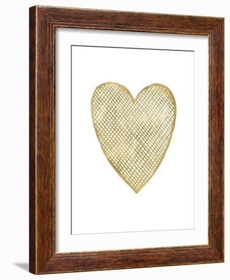 Heart Crosshatched Golden White-Amy Brinkman-Framed Art Print