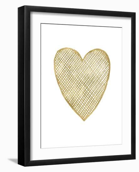 Heart Crosshatched Golden White-Amy Brinkman-Framed Art Print