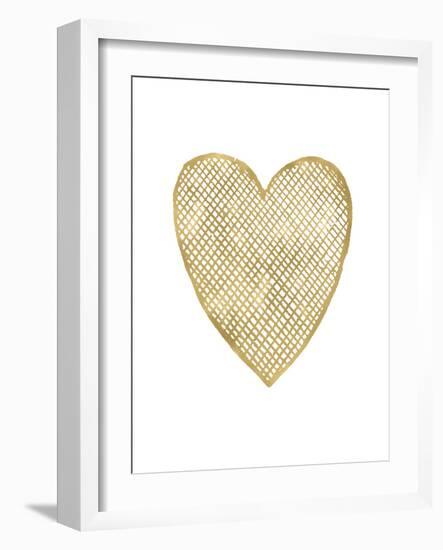 Heart Crosshatched Golden White-Amy Brinkman-Framed Art Print