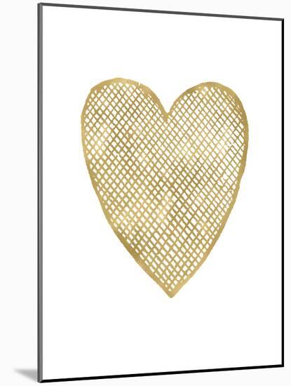 Heart Crosshatched Golden White-Amy Brinkman-Mounted Art Print