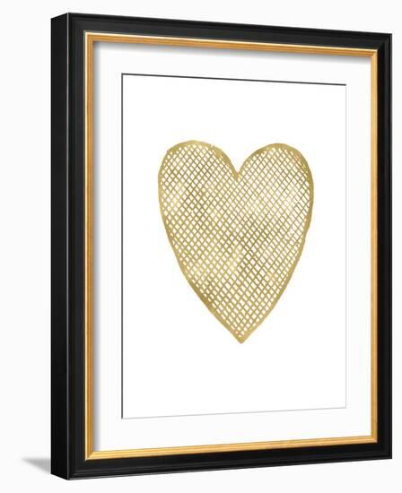 Heart Crosshatched Golden White-Amy Brinkman-Framed Art Print