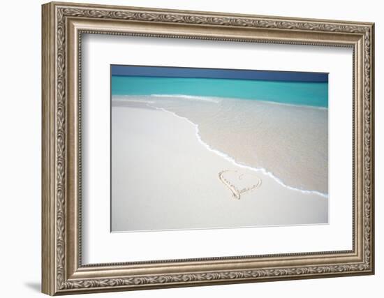 Heart Drawn on an Empty Tropical Beach, Maldives, Indian Ocean, Asia-Sakis-Framed Photographic Print