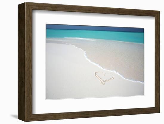 Heart Drawn on an Empty Tropical Beach, Maldives, Indian Ocean, Asia-Sakis-Framed Photographic Print