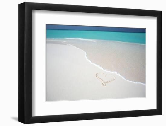 Heart Drawn on an Empty Tropical Beach, Maldives, Indian Ocean, Asia-Sakis-Framed Photographic Print