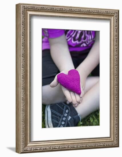 Heart in Child's Hand, Pink, Felt-Andrea Haase-Framed Photographic Print