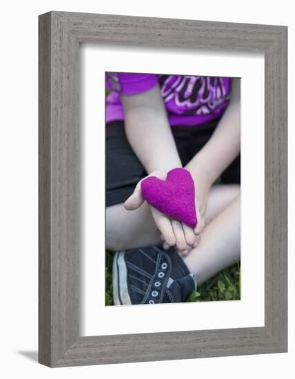 Heart in Child's Hand, Pink, Felt-Andrea Haase-Framed Photographic Print