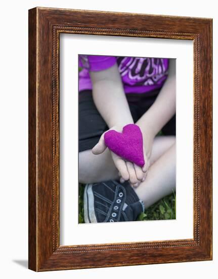 Heart in Child's Hand, Pink, Felt-Andrea Haase-Framed Photographic Print