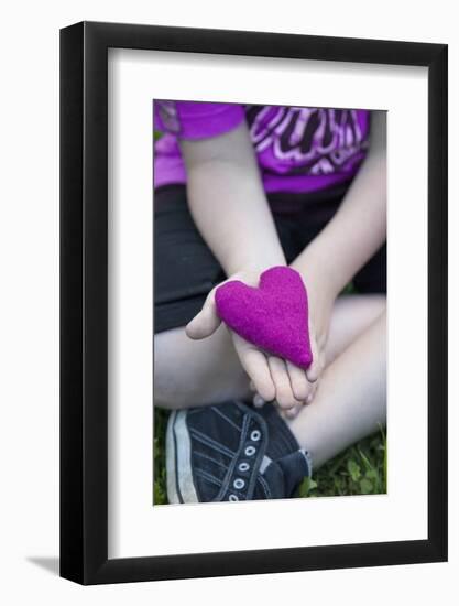 Heart in Child's Hand, Pink, Felt-Andrea Haase-Framed Photographic Print