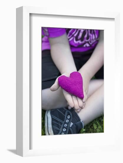 Heart in Child's Hand, Pink, Felt-Andrea Haase-Framed Photographic Print