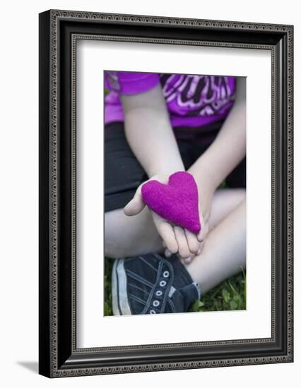 Heart in Child's Hand, Pink, Felt-Andrea Haase-Framed Photographic Print