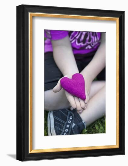 Heart in Child's Hand, Pink, Felt-Andrea Haase-Framed Photographic Print