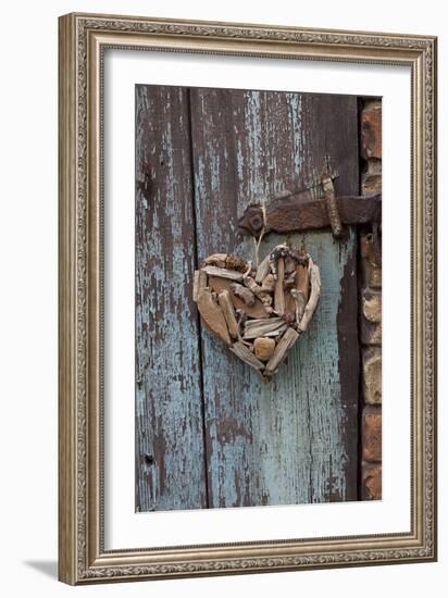 Heart Made of Driftwood, Wood, Door-Andrea Haase-Framed Photographic Print
