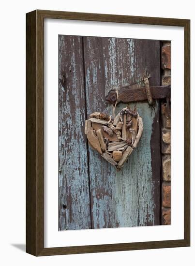 Heart Made of Driftwood, Wood, Door-Andrea Haase-Framed Photographic Print