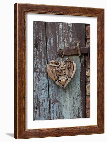 Heart Made of Driftwood, Wood, Door-Andrea Haase-Framed Photographic Print