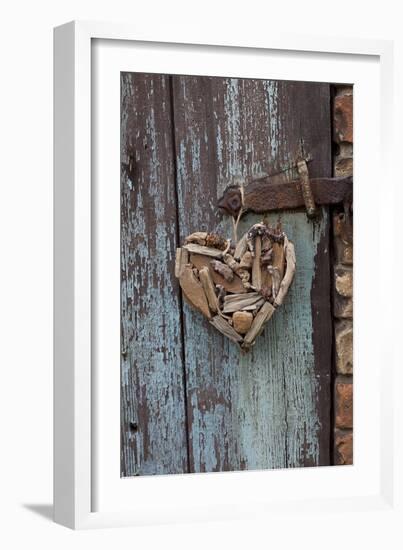 Heart Made of Driftwood, Wood, Door-Andrea Haase-Framed Photographic Print