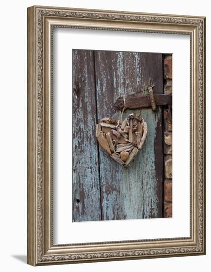 Heart Made of Driftwood, Wood, Door-Andrea Haase-Framed Photographic Print