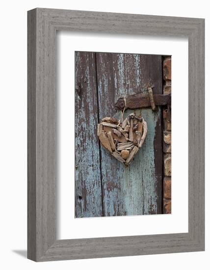 Heart Made of Driftwood, Wood, Door-Andrea Haase-Framed Photographic Print