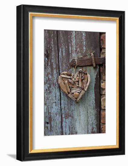 Heart Made of Driftwood, Wood, Door-Andrea Haase-Framed Photographic Print