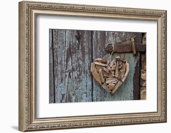 Heart Made of Driftwood, Wood, Door-Andrea Haase-Framed Photographic Print