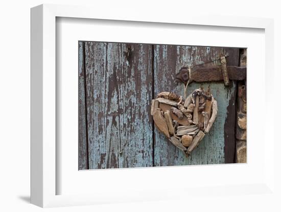 Heart Made of Driftwood, Wood, Door-Andrea Haase-Framed Photographic Print