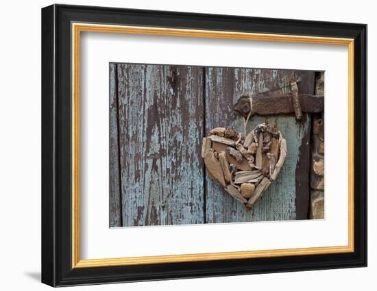 Heart Made of Driftwood, Wood, Door-Andrea Haase-Framed Photographic Print