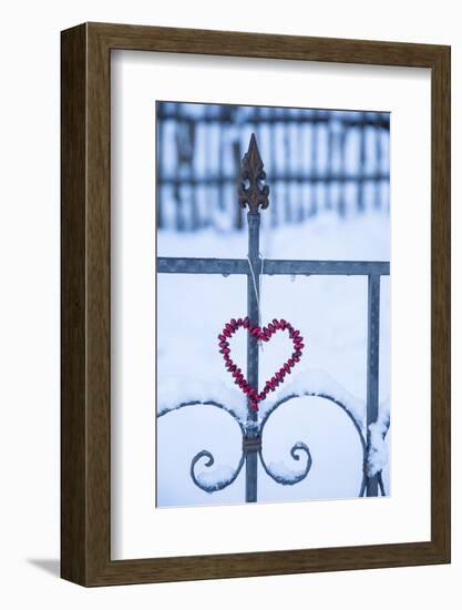 Heart on the Fence and Snow-Andrea Haase-Framed Photographic Print