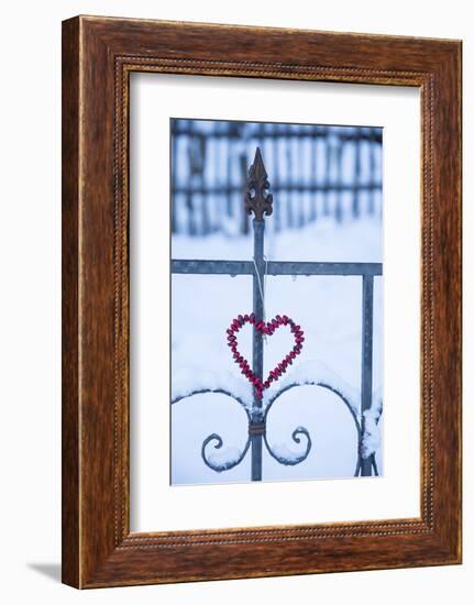 Heart on the Fence and Snow-Andrea Haase-Framed Photographic Print