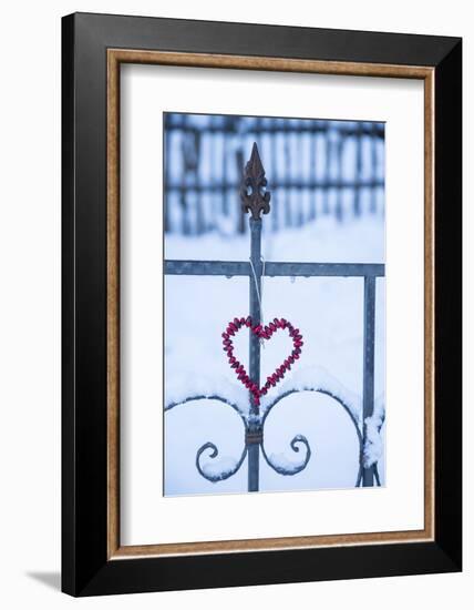 Heart on the Fence and Snow-Andrea Haase-Framed Photographic Print