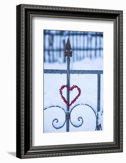 Heart on the Fence and Snow-Andrea Haase-Framed Photographic Print