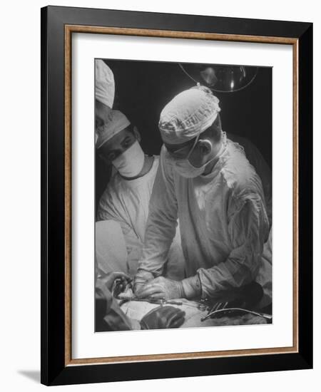 Heart Operation Performed by Surgeons at Hospital-Ed Clark-Framed Photographic Print