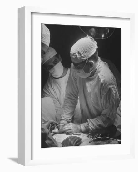 Heart Operation Performed by Surgeons at Hospital-Ed Clark-Framed Photographic Print