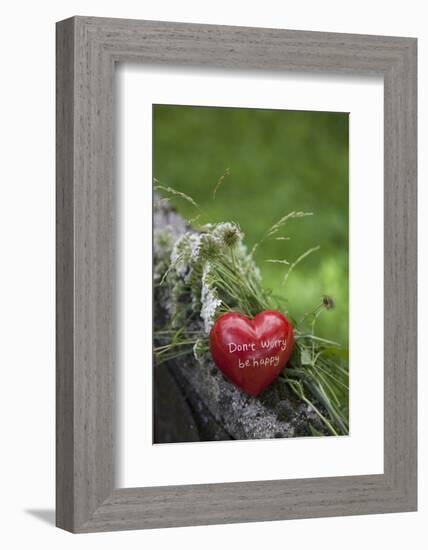 Heart, Red, Text, Flowers, Grass, Wild Chervil-Andrea Haase-Framed Photographic Print